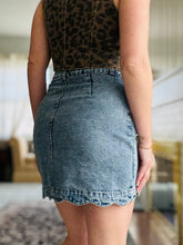 Scalloped Denim Skirt