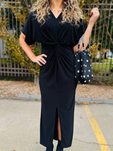 Black Twist Front Maxi Dress