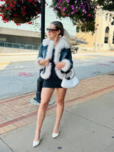 Blue Denim Fur Trim Coat