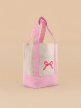 Pink Bow Embroidered Mini Tote Bag