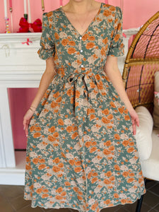 Green Floral Garden Party Dress
