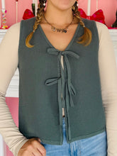Jade Green Front Bow Sweater Vest