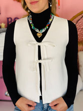 White Front Bow Sweater Vest