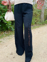 Black Wide Leg Lace Detail Pants