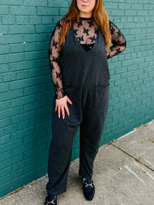 Charcoal V-Neck Jumpsuit