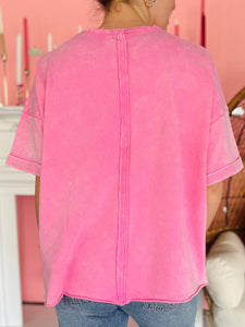Pink Acid Wash T-Shirt