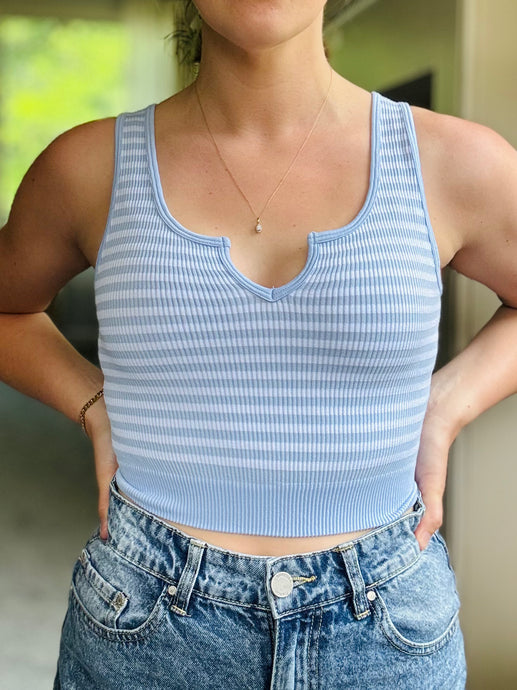 Pastel Blue Sports Bra Tank Top