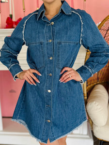 Medium Wash Denim Button Dress