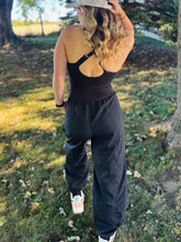 Black Athletic Jogger Jumpsuit