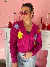 Pink 3D Flower Knit Cardigan