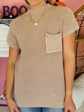 Ash Mocha Mock Neck Short Sleeve Sweater