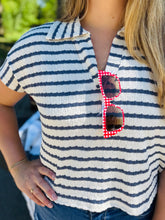 Blue Stripe Collared Top