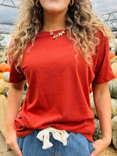 Rust Cotton Round Neck Tee