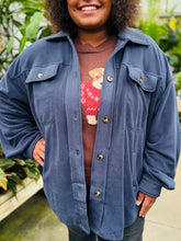 Plus Navy Button Shacket