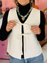 White Front Bow Sweater Vest