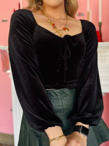 Black Velvet Long Sleeve Top