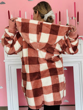 Mauve Check Fluffy Cardigan