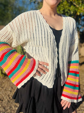 Colorful Bell Sleeve Crochet Cardigan