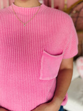 Pink Mineral Wash Short Sleeve Sweater