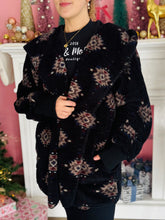 Black Aztec Print Fluffy Cardigan