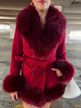 Wine Fur Trim Coat