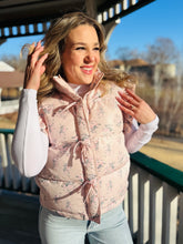 Floral Ruffle Sleeve Puffer Vest