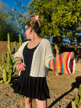 Colorful Bell Sleeve Crochet Cardigan