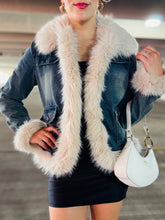 Blue Denim Fur Trim Coat