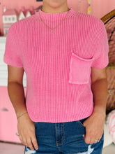 Pink Mineral Wash Short Sleeve Sweater