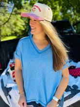 Soft Ocean Blue V-Neck Top