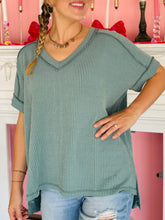 Jade Ribbed V-Neck Top