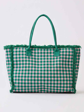 Green and Pink Gingham Tote Bag