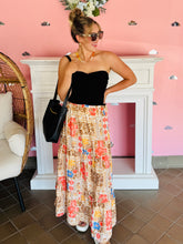Beige Floral Tiered Maxi Skirt
