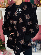 Black Aztec Print Fluffy Cardigan