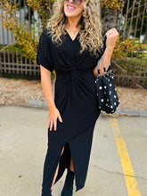 Black Twist Front Maxi Dress