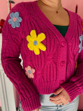 Pink 3D Flower Knit Cardigan