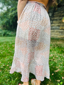 Neutral Floral Print Skirt