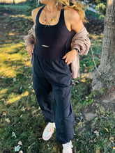 Black Athletic Jogger Jumpsuit