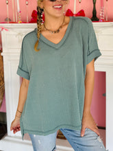 Jade Ribbed V-Neck Top