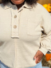 Khaki Collared Knit Long Sleeve
