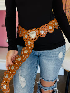 Faux Leather Heart Belt