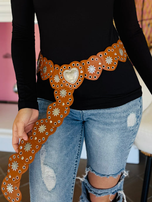 Faux Leather Heart Belt
