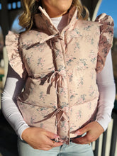 Floral Ruffle Sleeve Puffer Vest