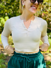 Quarter Button Ivory Long Sleeve