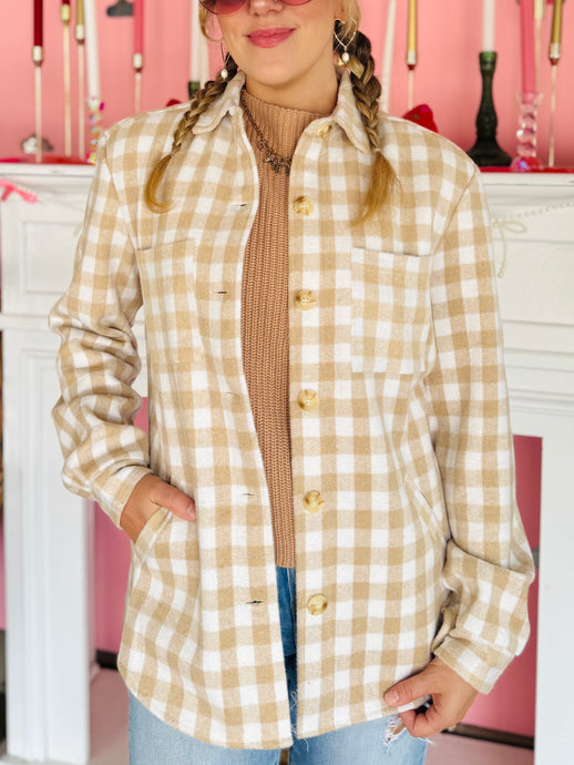 Plaid Fuzzy Lined Shacket