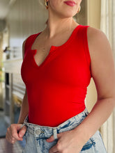 Cherry Red V-Neck Bodysuit