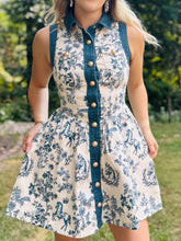 Toile Print Button Down Dress