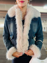 Blue Denim Fur Trim Coat