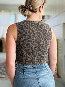 Leopard Denim Vest
