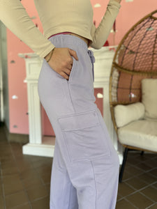Lavender Fog Straight Cargo Sweatpants